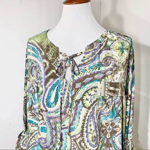 SOLD-Chico’s Paisley Tie Neck Tunic - Picture 3 of 12